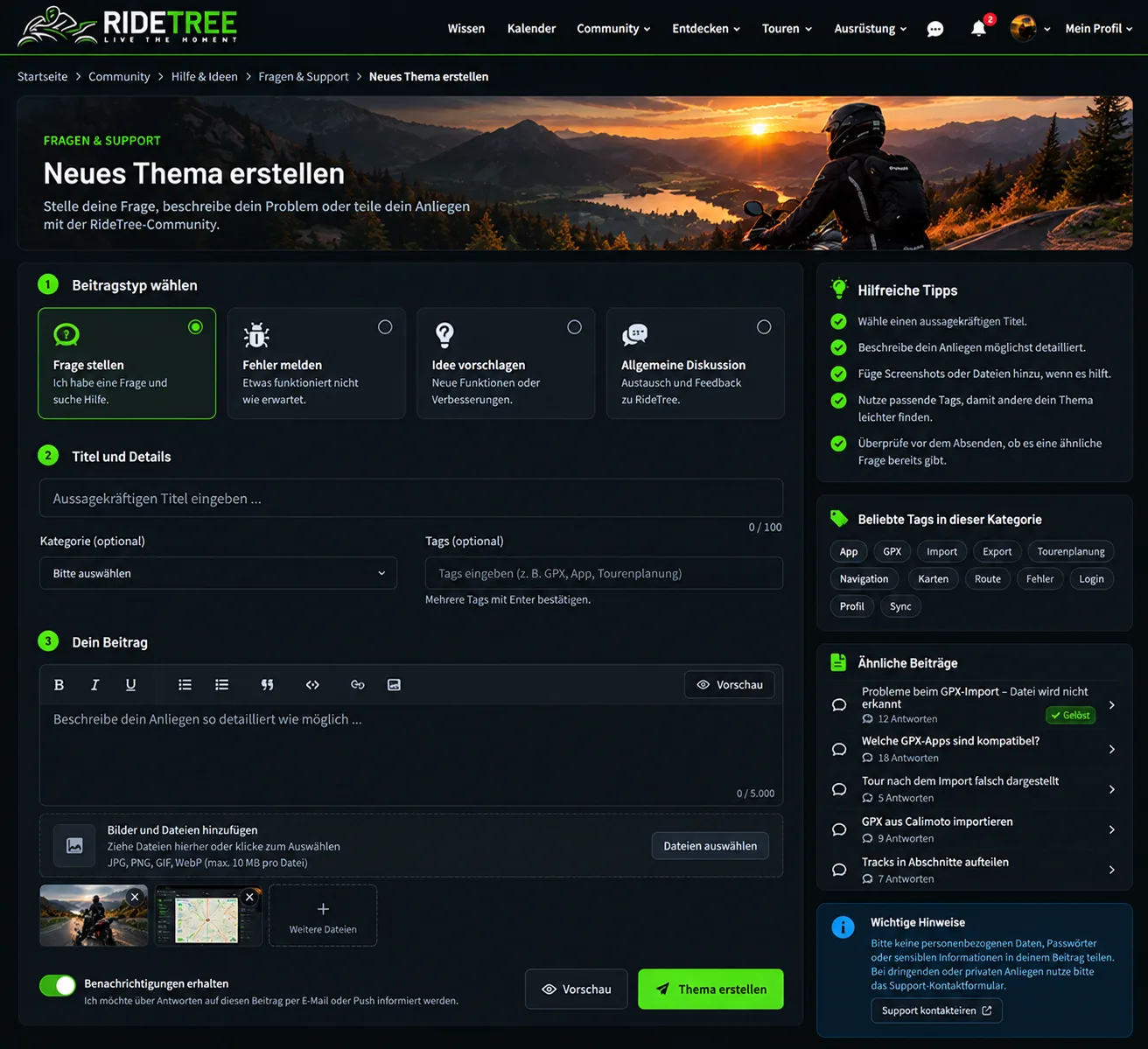 RideTree_ Neues Thema erstellen.webp